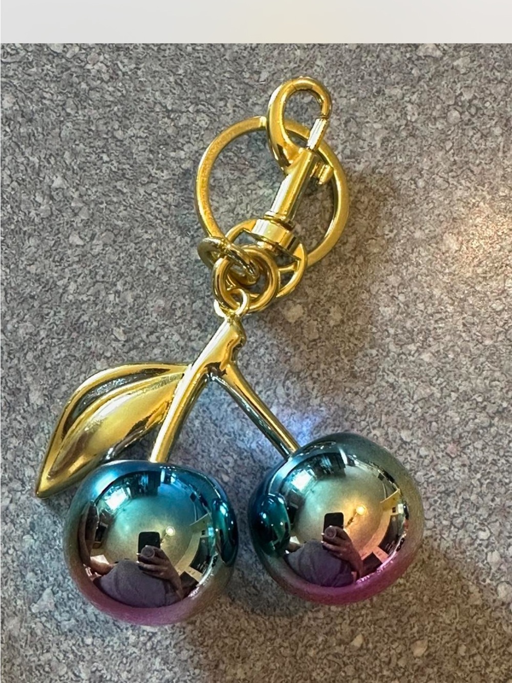 Gold and Multicolor Cherry Keychain